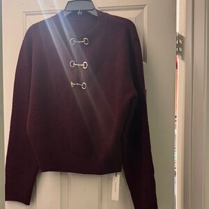 Chic Maroon Sweater with Gold Details
